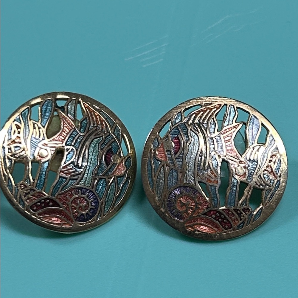 Gold and Silver Fish Motif Earrings